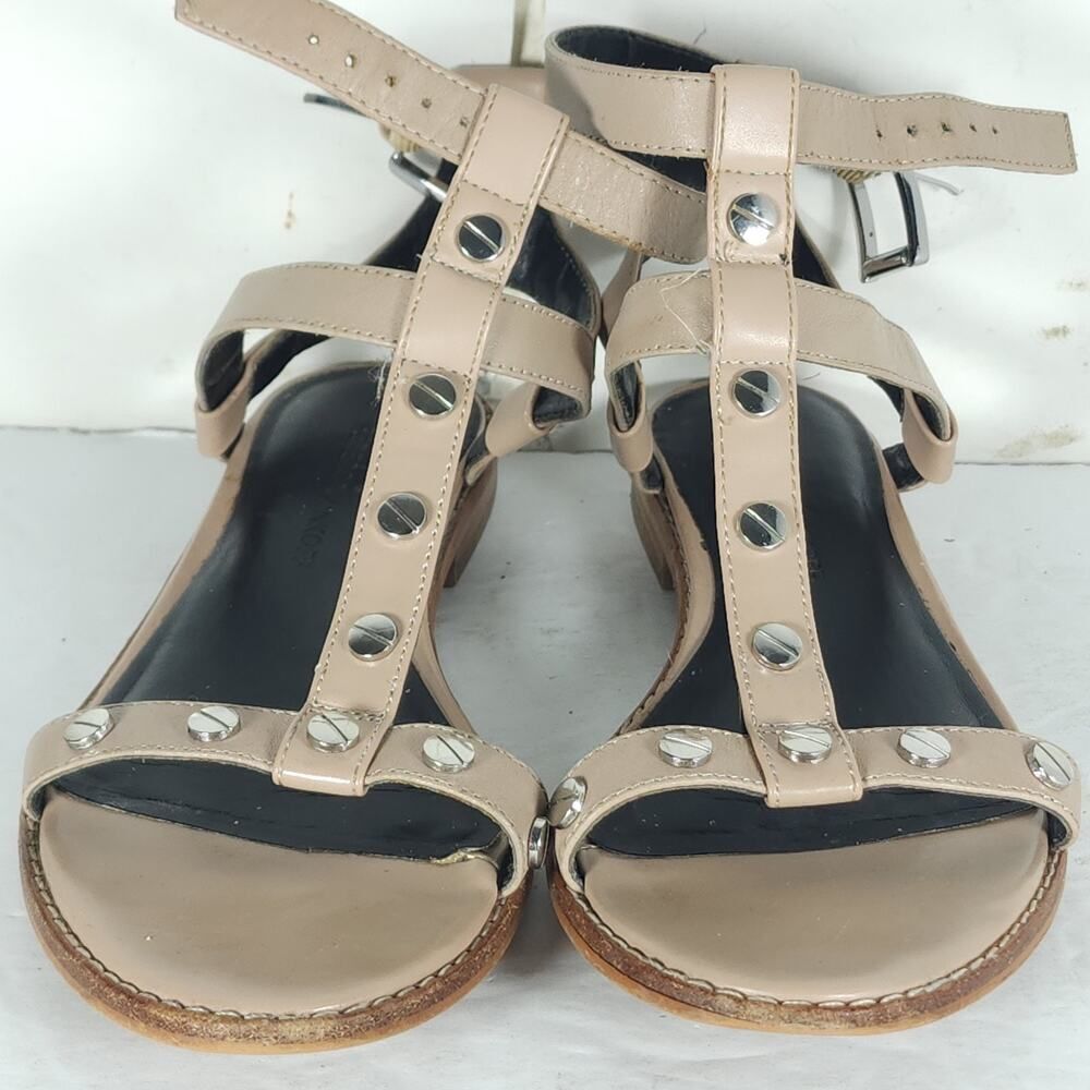 Rebecca Minkoff Women's US 6M Beige Leather Studded Strappy Gladiator Sandals - Picture 5 of 14